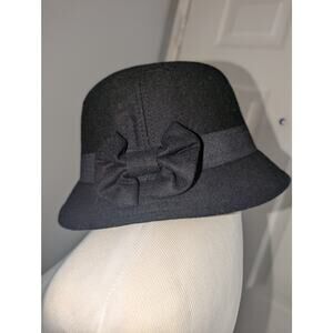 Black Bucket Hat with Bow Ribbon Accent